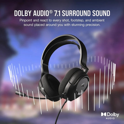 Corsair HS35 SURROUND v2 Multiplatform Wired Gaming Headset for PC, PS5, Xbox & Mobile - Black