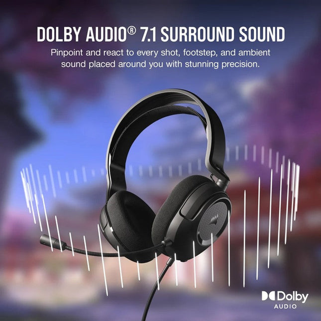 Corsair HS35 SURROUND v2 Multiplatform Wired Gaming Headset for PC, PS5, Xbox & Mobile - Black