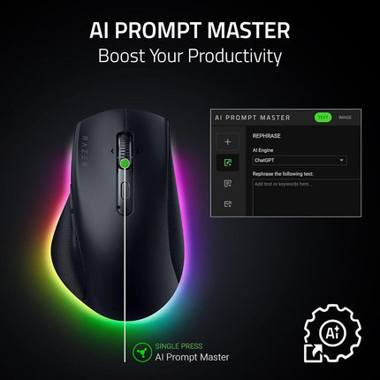 Razer Pro Click V2 Right-Handed Ergonomic Wireless Mouse - Black