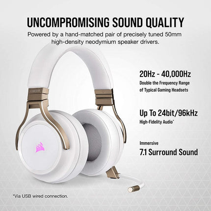 Corsair VIRTUOSO RGB Wireless High-Fidelity Gaming Headset - Pearl White