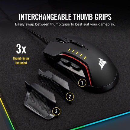 Corsair GLAIVE RGB PRO Wired Gaming Mouse - Aluminum