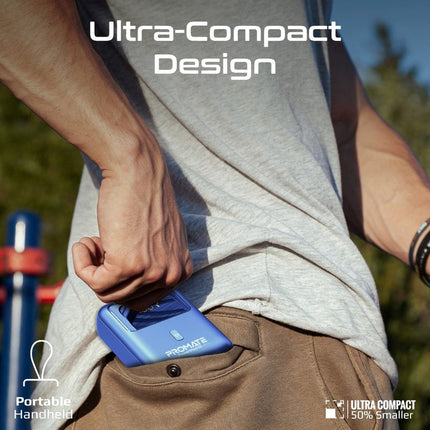 Promate 10000mAh Ultra Compact 35W Power Bank with Built-In USB-C Cable - Blue