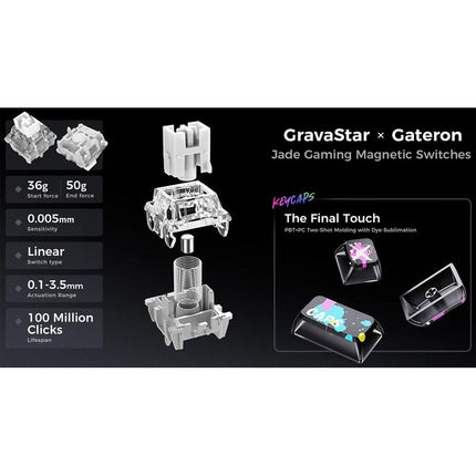 GravaStar Mercury V75 Pro 75% Hall Effect Magnetic Switch Gaming Keyboard - Iron Purple