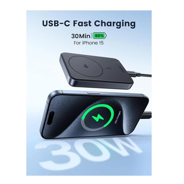 Ugreen 10000mAh 30W Magnetic Wireless Qi2 15W Power Bank - Space Grey