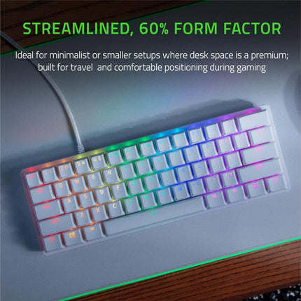 Razer Huntsman Mini Gaming Keyboard, Clicky Optical Switches - Chroma RGB - PBT Keycaps - Mercury White