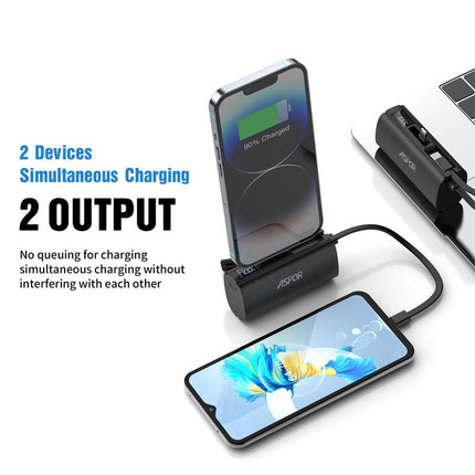 Aspor 22.5W Mini 5000mAh Power Bank - Black