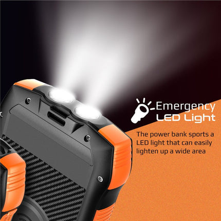 Promate 20000mAh Rugged EcoLight Solar Power Bank, IP65, 20W PD, 4 USB Ports, 10W Wireless Charging, Dual Charging Input, 550 lm LED Flash Light