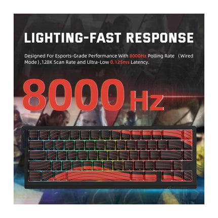 ATTACK SHARK X68PRO HE 60% Tri-Mode Wireless 8KHz Keyboard With 0.01mm RT Accuracy, Magnetic Switch - Black/Red