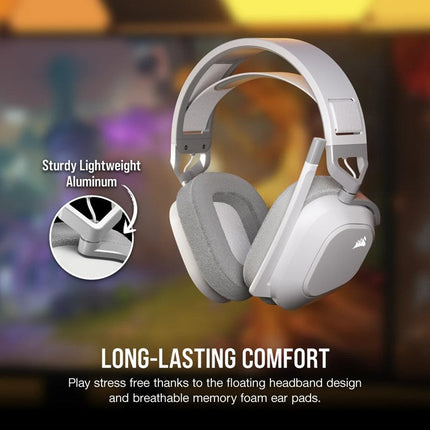 Corsair HS80 MAX Wireless/ Bluetooth Gaming Headset for PC, PS5, Switch & Mobile - White