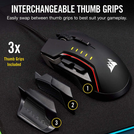 Corsair GLAIVE RGB PRO, Aluminium, Optical 18000 DPI Gaming Mouse