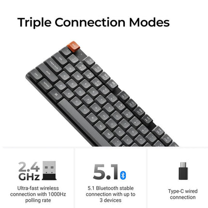 Keychron K5 Max 100% QMK/VIA ultra-slim Wireless Mechanical Keyboard 2.4 GHz, Bluetooth Red Switch - (Arabic Layout)
