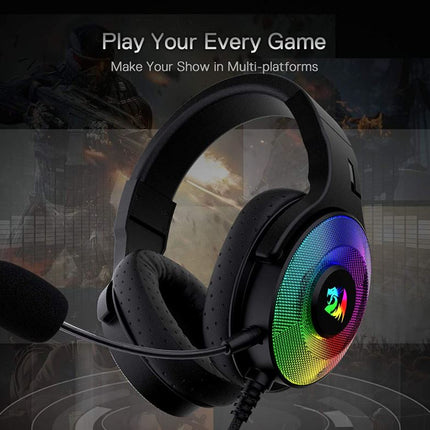 Redragon H350 Pandora RGB Wired Gaming Headset, Over-Ear Headphones for PC/PS4/XBOX One/NS - Black
