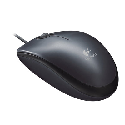 Logitech M90 Wired Mouse, Ambidextrous Design, Optical Tracking, Corded - Black