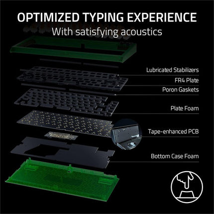 Razer BlackWidow V4 75% Hot-Swappable Wired Mechanical Gaming Keyboard - Phantom Green Edition