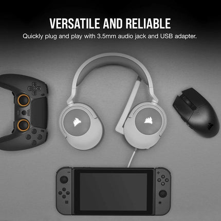 Corsair HS55 SURROUND Wired Gaming Headset for PC, PS5, Xbox & Mobile - White