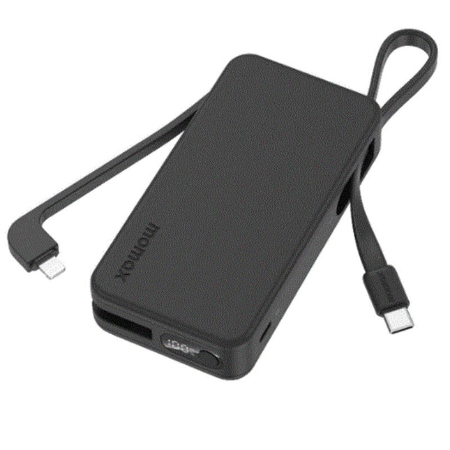 Momax 1-Power Vital+ 10000mAh Battery Pack with Built-in USB-C and Lightning Cable