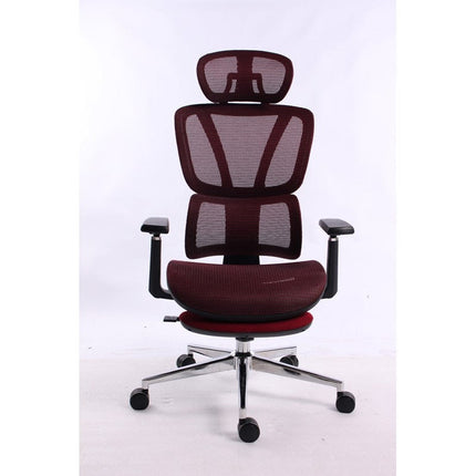 Black Bull Mesh Office and Gaming Chair with Footrest  - Black / Red