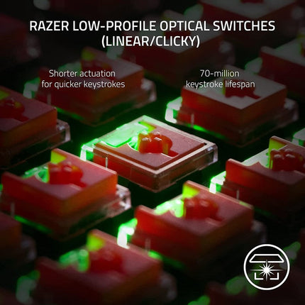 Razer DeathStalker V2 Pro Wireless RGB Optical Gaming Keyboard, Linear Red Switch (US Layout) - Black