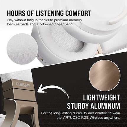 Corsair VIRTUOSO RGB Wireless High-Fidelity Gaming Headset - Pearl White