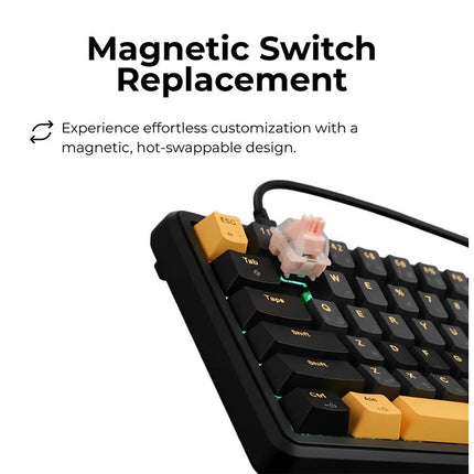GAMEON VOLT Series GOMGK68-RS 60% RGB Magnetic Mechanical Wired Gaming Keyboard with Customization Software, Pink Switch - English/Arabic