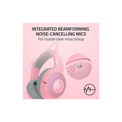 Razer Kraken Kitty V2 Wireless Bluetooth RGB Gaming Headset with Kitty Ears - Quartz