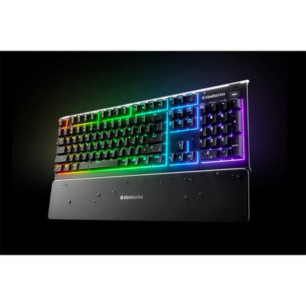 SteelSeries Apex 3 Water Resistant Whisper Quiet Keyboard with RGB Lighting Gaming Keyboard - Black (Arabic layout)