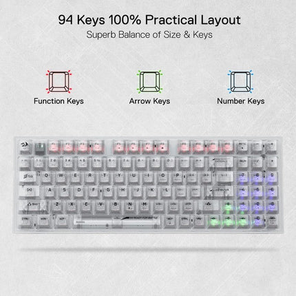 Redragon K658 IRELIA PRO SE 90% 3-Mode Wireless RGB Full Transparent Mechanical Gaming Keyboard