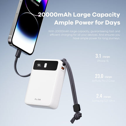 ZLOS LB20 22.5W 20000mAh Power Bank with Built-in Cables (2 Years Warranty)