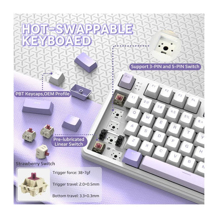 ATTACK SHARK X87 Tri-Mode (USB-C/2.4G Wireless/Bluetooth) 80% Gasket Mechanical Gaming Keyboard