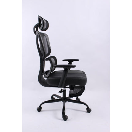 Black Bull Mesh Office and Gaming Chair with Footrest  - Black