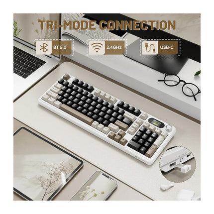 ATTACK SHARK X98PRO Tri-Mode (USB-C/2.4G Wireless/Bluetooth) 99% Wireless Mechanical Gaming Keyboard with 1.5" LED Matrix Screen & Knob