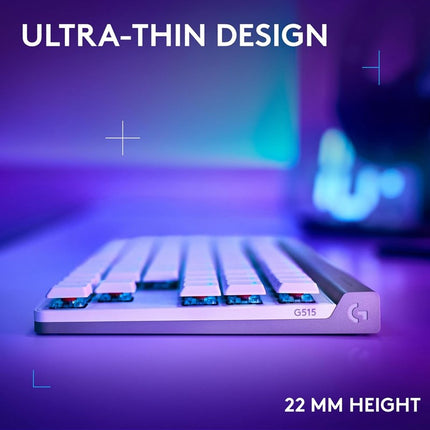 Logitech G515 LIGHTSPEED TKL Wireless Low Profile Mechanical Gaming Keyboard (Tactile Switch) - White (US Layout)