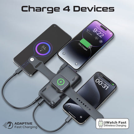 Promate 10000mAh Power Bank, 20W Power Delivery, Built-in Lightning Cable