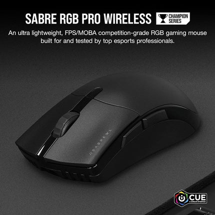 Corsair SABRE RGB PRO Wireless CHAMPION SERIES Ultra-Lightweight FPS/MOBA Gaming Mouse - Black