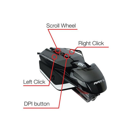 MadCatz R.A.T. 2+ RGB Optical Wired Gaming Mouse - Black