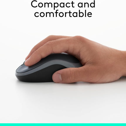 Logitech M185 Wireless Mouse, 2.4 GHz with USB Mini Receiver, 12-Month Battery Life, Compatible with PC, Laptop - Grey