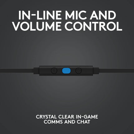 Logitech G333 Wired Gaming Earphones, 3.5mm - Black