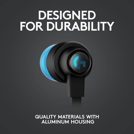 Logitech G333 Wired Gaming Earphones, 3.5mm - Black