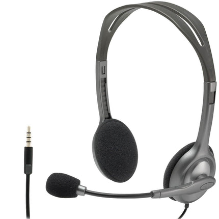 Logitech Stereo Headset H111, Bi-directional Microphones Type, Adjustable Headband, 3.5mm Audio Jack - Black