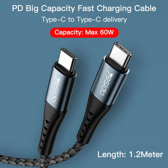 Yesido CA66 Type-C to Type-C 60 Watts Cable - 1.2 M