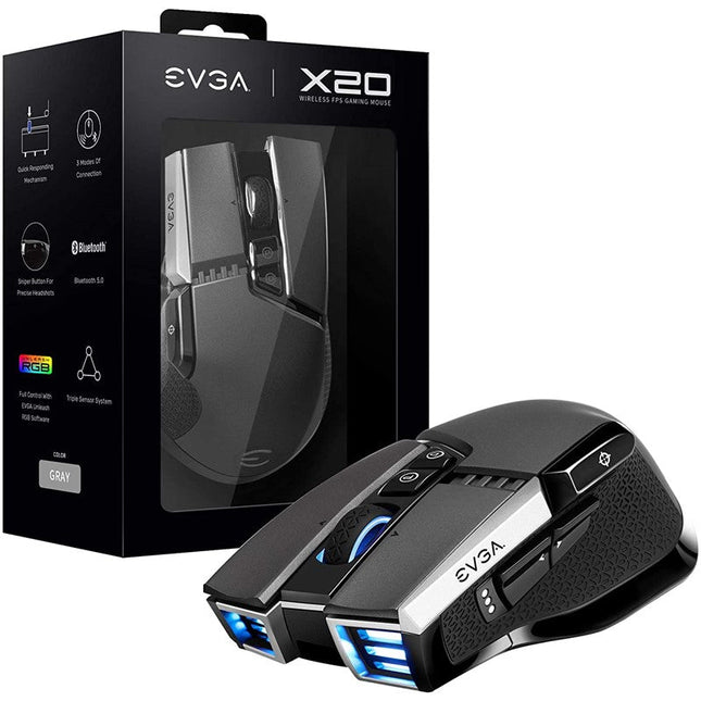 EVGA X20 Customizable, 16000 DPI, Wireless Gaming Mouse - Black