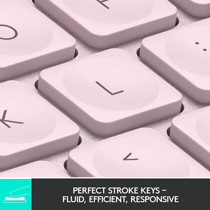 Logitech MX Keys Mini Minimalist Wireless Illuminated Keyboard, Bluetooth / USB-C Connector, 10 M Range - Rose Pink