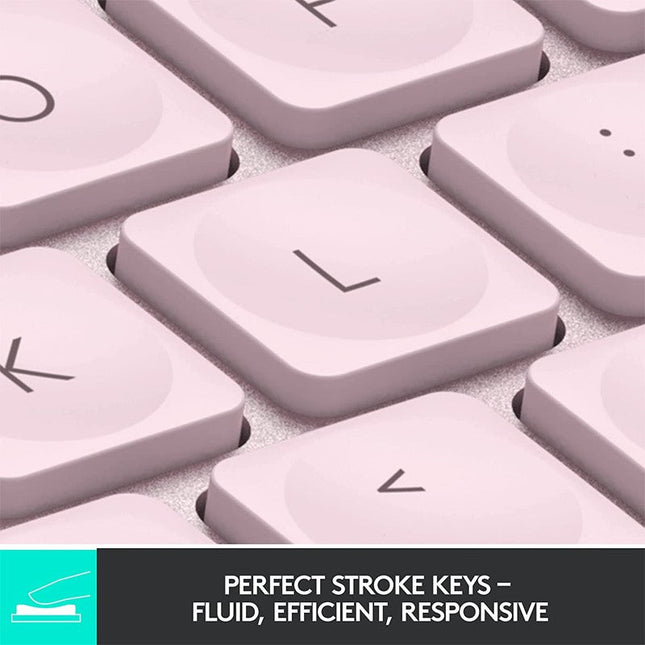 Logitech MX Keys Mini Minimalist Wireless Illuminated Keyboard, Bluetooth / USB-C Connector, 10 M Range - Rose Pink
