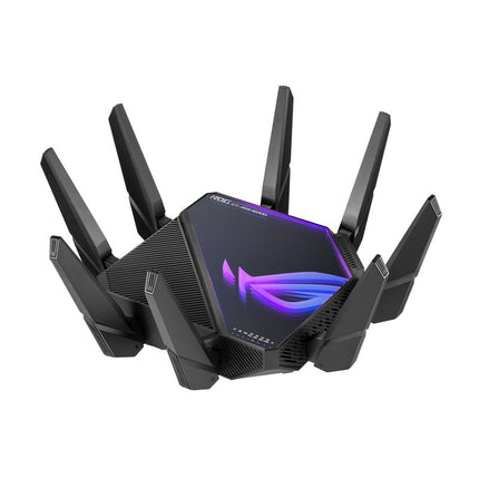 Asus ROG Rapture Quad-Band WiFi 6E Gaming Router,256MB NAND Flash, 2GB DDR4 RAM, Boosts Speeds up to 16000 Mbps, 6GHz Band Dual 10G Ports 2.5G WAN Port Dual WAN, AiMesh support, VPN Fusion, Triple-level Game Acceleration and Free Network Security