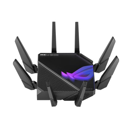 Asus ROG Rapture Quad-Band WiFi 6E Gaming Router,256MB NAND Flash, 2GB DDR4 RAM, Boosts Speeds up to 16000 Mbps, 6GHz Band Dual 10G Ports 2.5G WAN Port Dual WAN, AiMesh support, VPN Fusion, Triple-level Game Acceleration and Free Network Security
