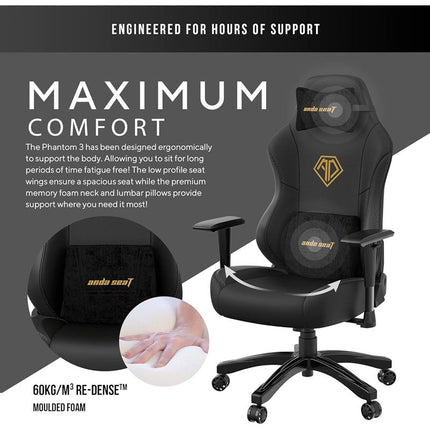 Andaseat Phantom 3 Gaming Chair Large - Black