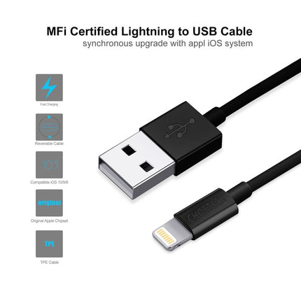 Choetech MFi USB to Lightening Cable Black, 1.2 Meter