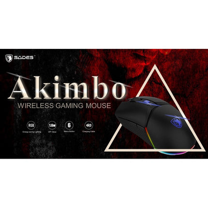Sades Akimbo Wireless Gaming Mouse - Black