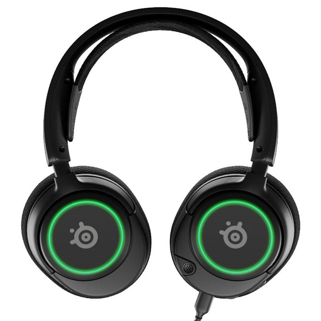 SteelSeries Arctis Nova 3  Wired RGB Gaming Headset, for PC, Playstation & Xbox, USB-C (USB-A adapter included), Black