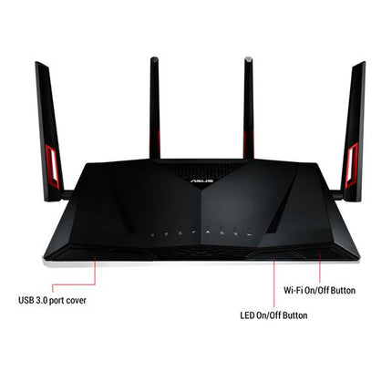 Asus RT-AC88U Wireless AC3100 Dual-Band Gigabit Gaming Router 1.4GHz, Wireless Speeds Upto 3167 Mbps